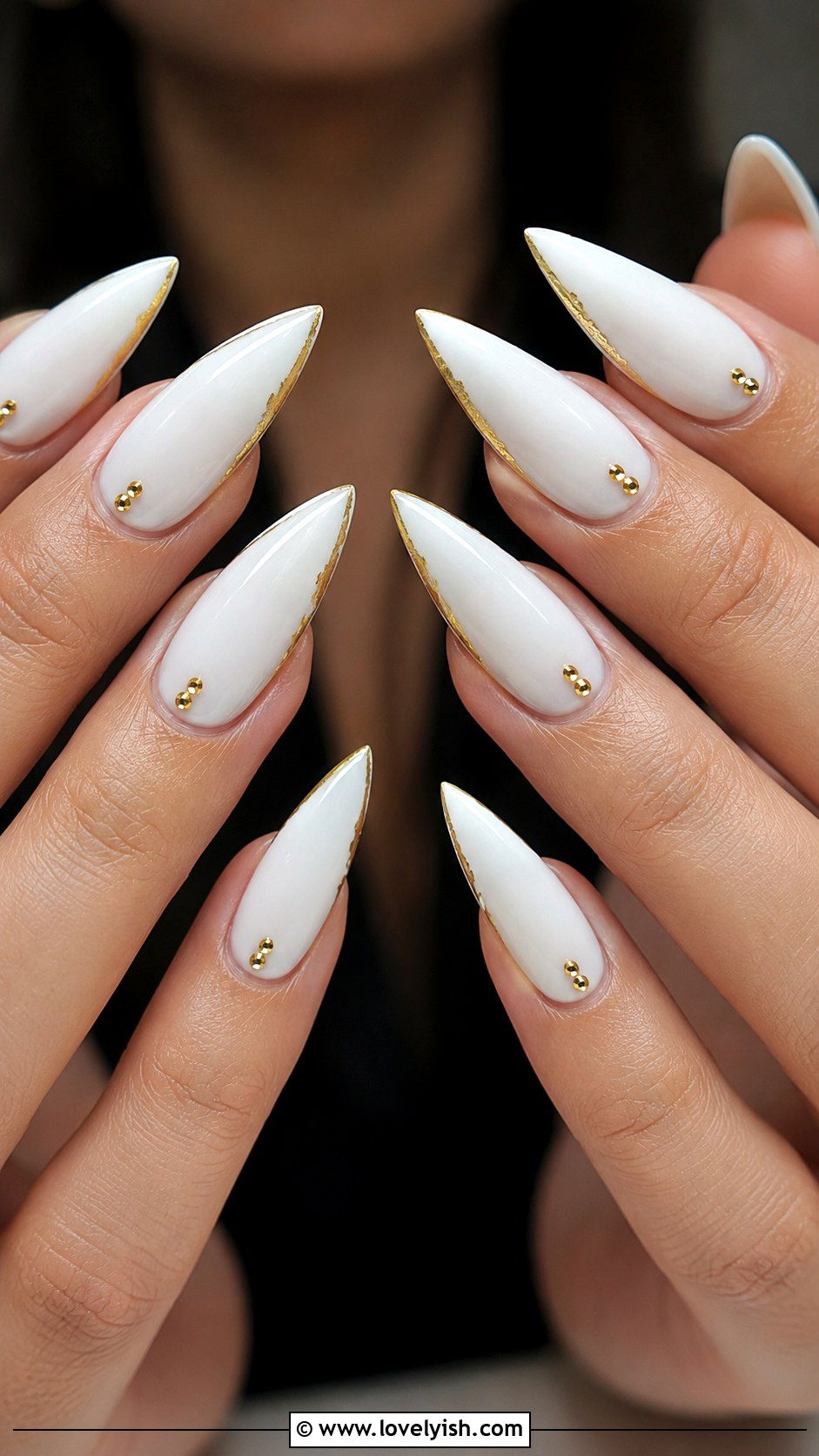 White Nails with Gold Accents - 38 white nail designs - 38 white nail designs