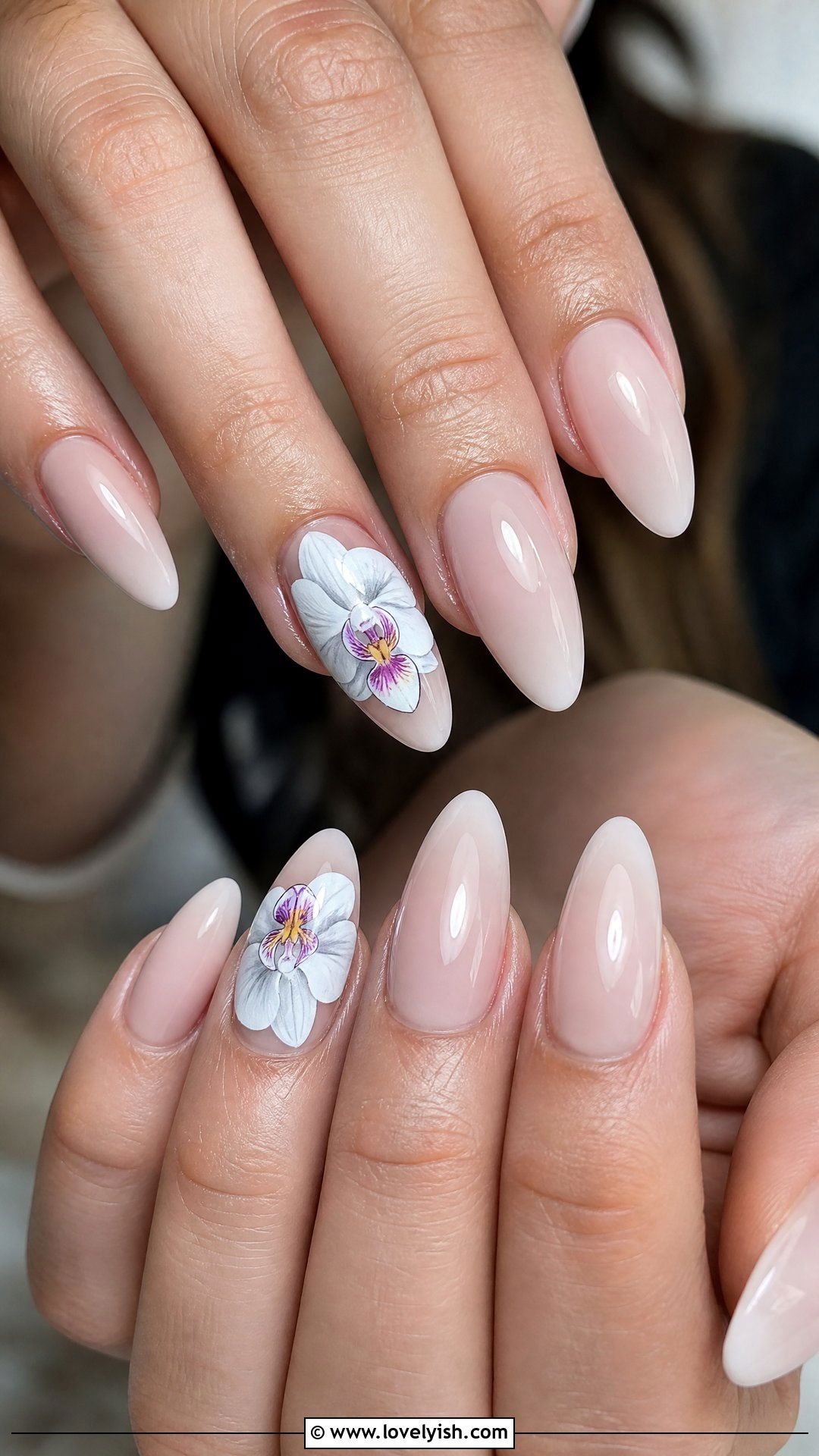 White Orchid Nails - 50 flower nails - 50 flower nails