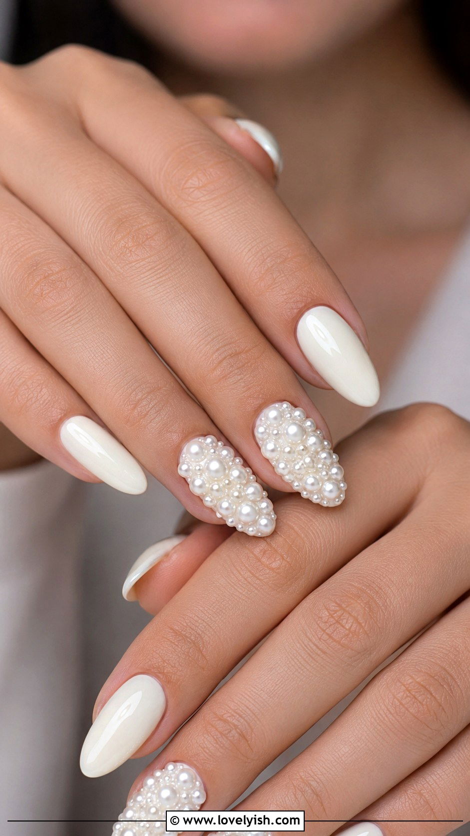 White Pearl Encrusted Prom Nails - 50 prom nails - 50 prom nails