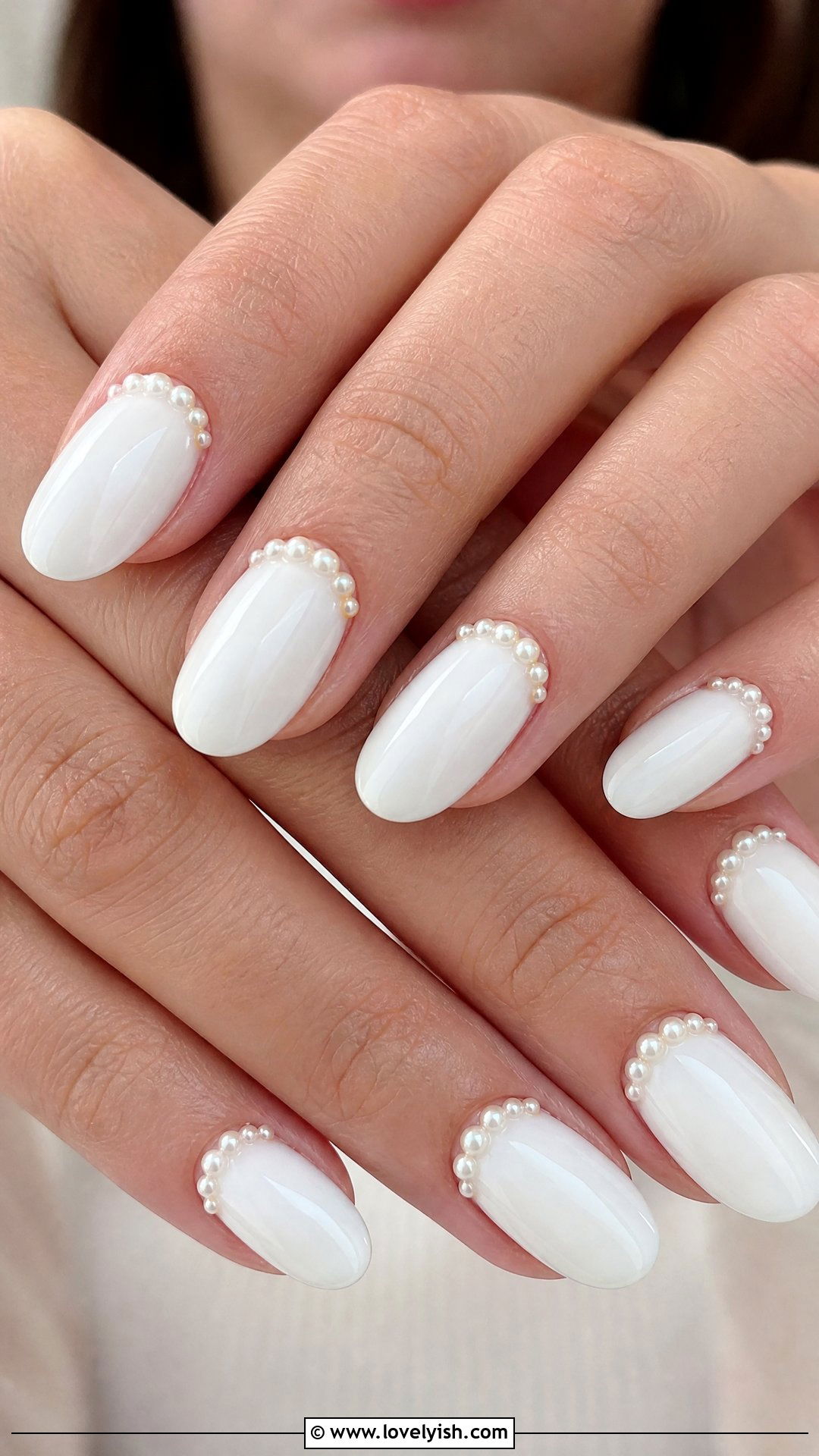 White Polygel Nails with Pearls - 50 polygel nails - 50 polygel nails