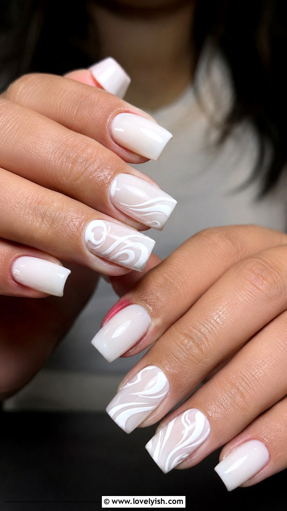 White Swirl Nails - 50 white nails - 50 white nails
