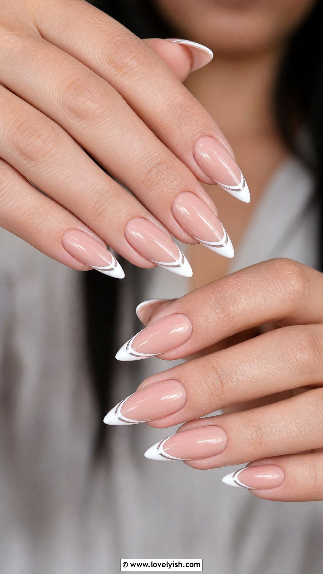 White Tip Double Line French Nails - 50 nails - 50 nails