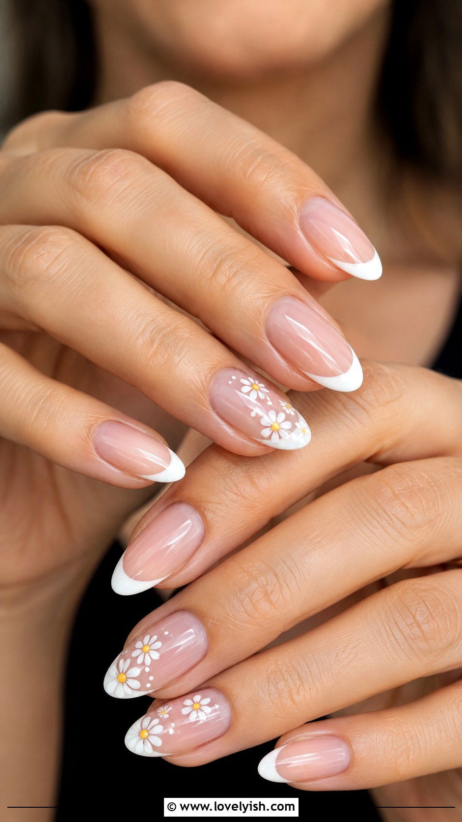White Tip Floral Manicure - 50 manicure - 50 manicure