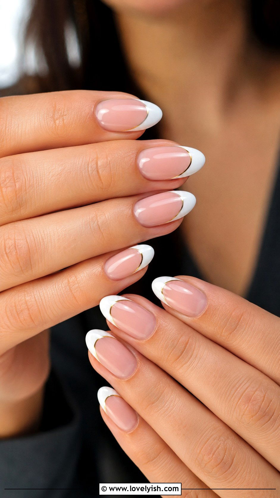 White Tip Nails with Thin Gold Line - 33 minimalist nail designs - 33 minimalist nail designs