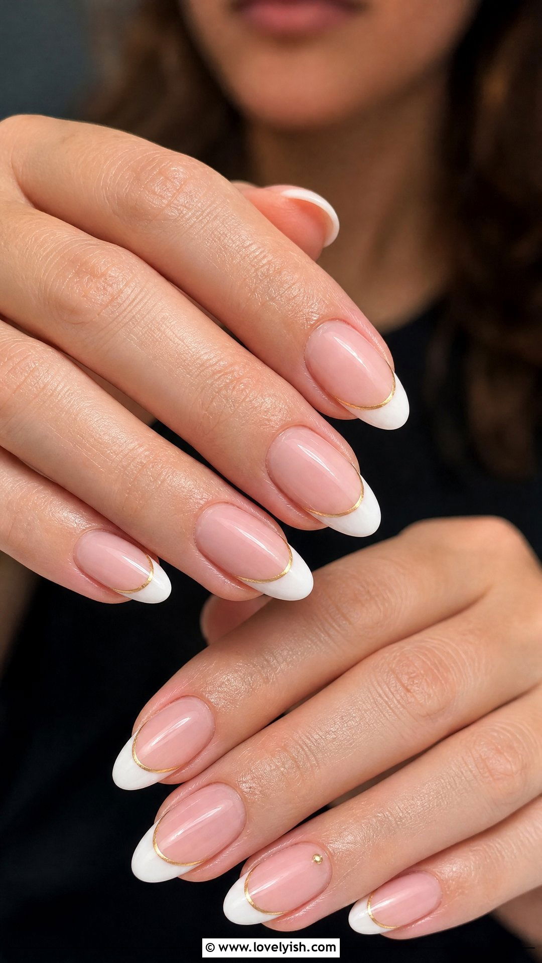 White Tip With Gold Accent Engagement Nails - 50 engagement nails - 50 engagement nails