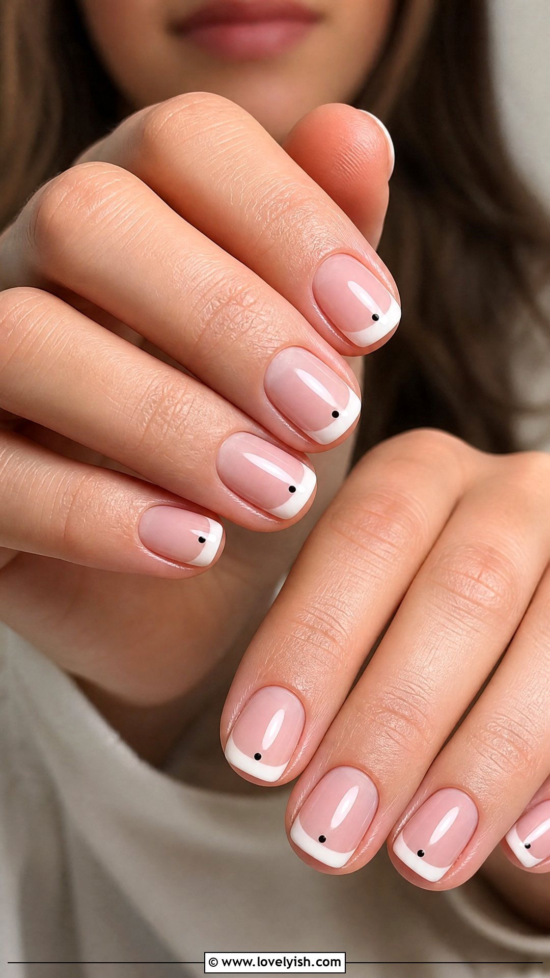 White Tip With Tiny Black Dot Nails - 41 nail design simple - 41 nail design simple