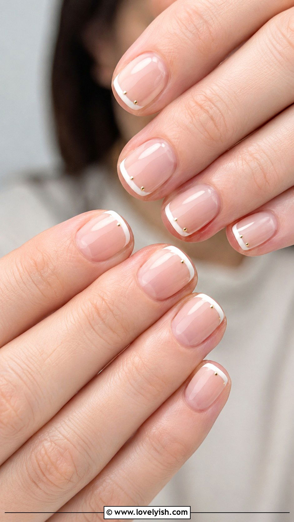 White Tip with Dot Nails - 50 minimalist nails - 50 minimalist nails