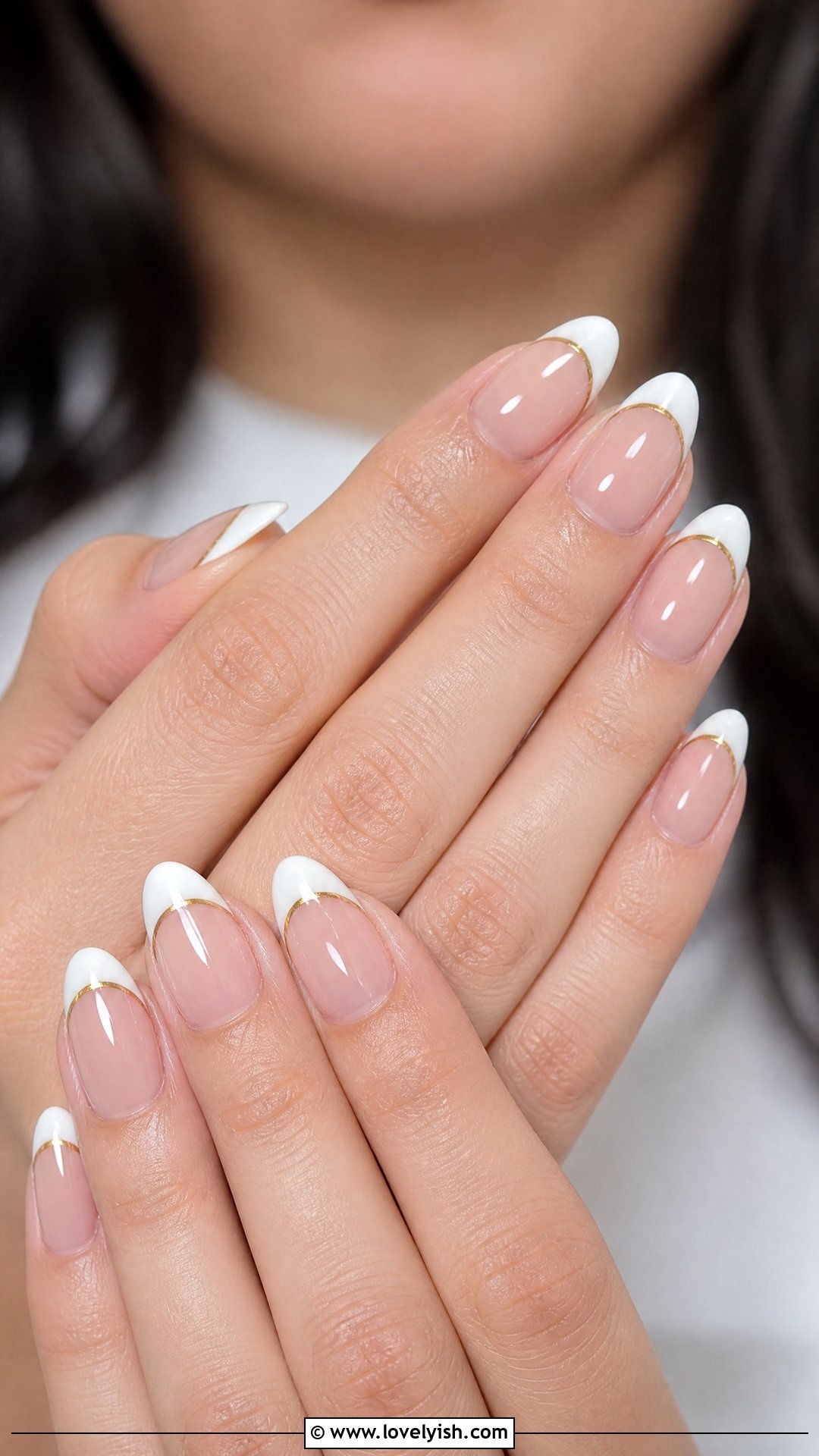 White Tip with Gold Line Nails - 50 classic nail designs - 50 classic nail designs
