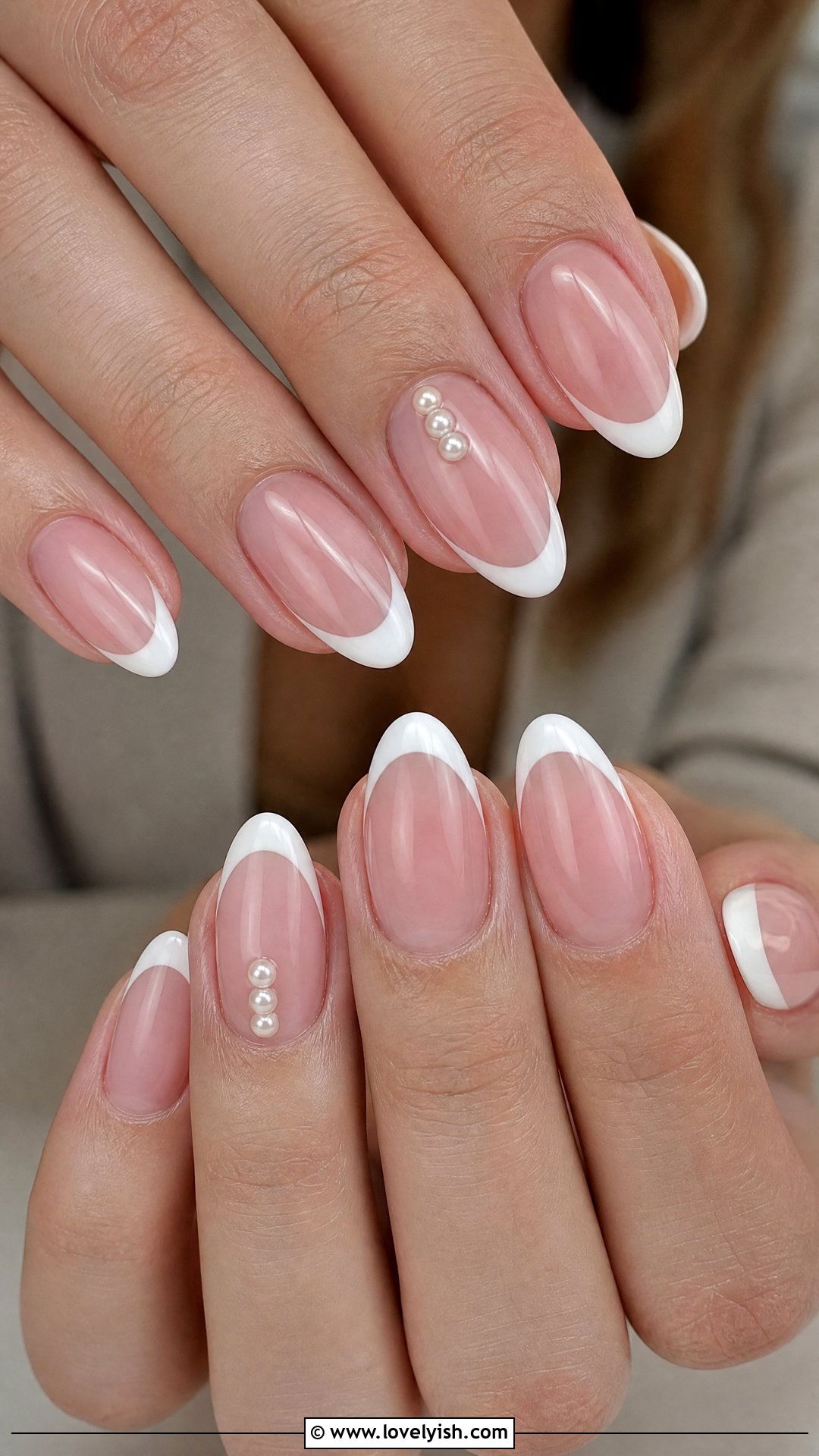 White Tip with Pearl Accents - 50 classy spring nail designs - 50 classy spring nail designs