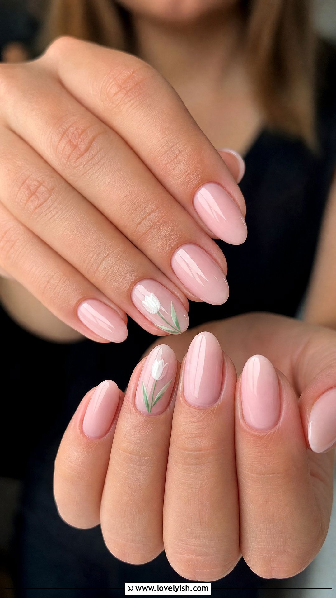 White Tulip Floral Nails - 50 easy spring nail designs - 50 easy spring nail designs