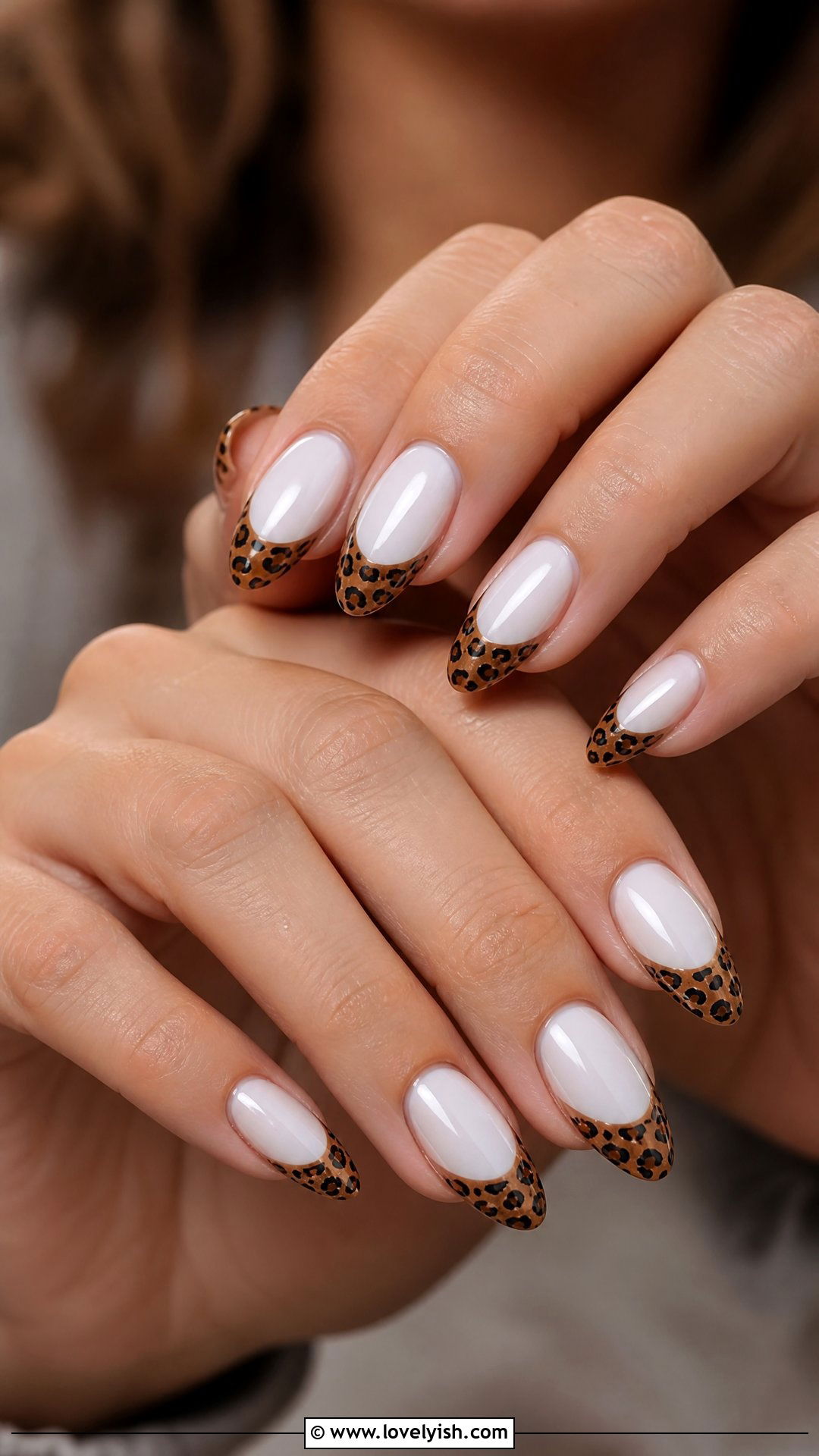 White and Brown Leopard French Tip Nails - 50 leopard print nails - 50 leopard print nails