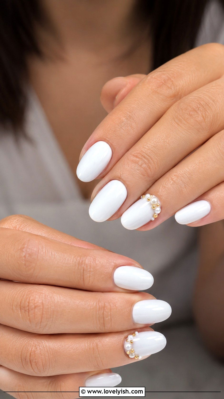 White and Gold Pearl Nails - 50 preppy nails - 50 preppy nails
