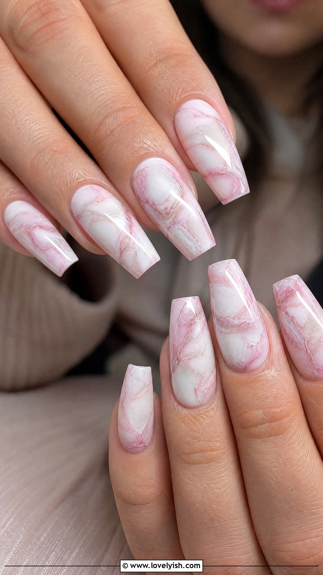 White and Pink Marble Nails - 50 spring nails - 50 spring nails