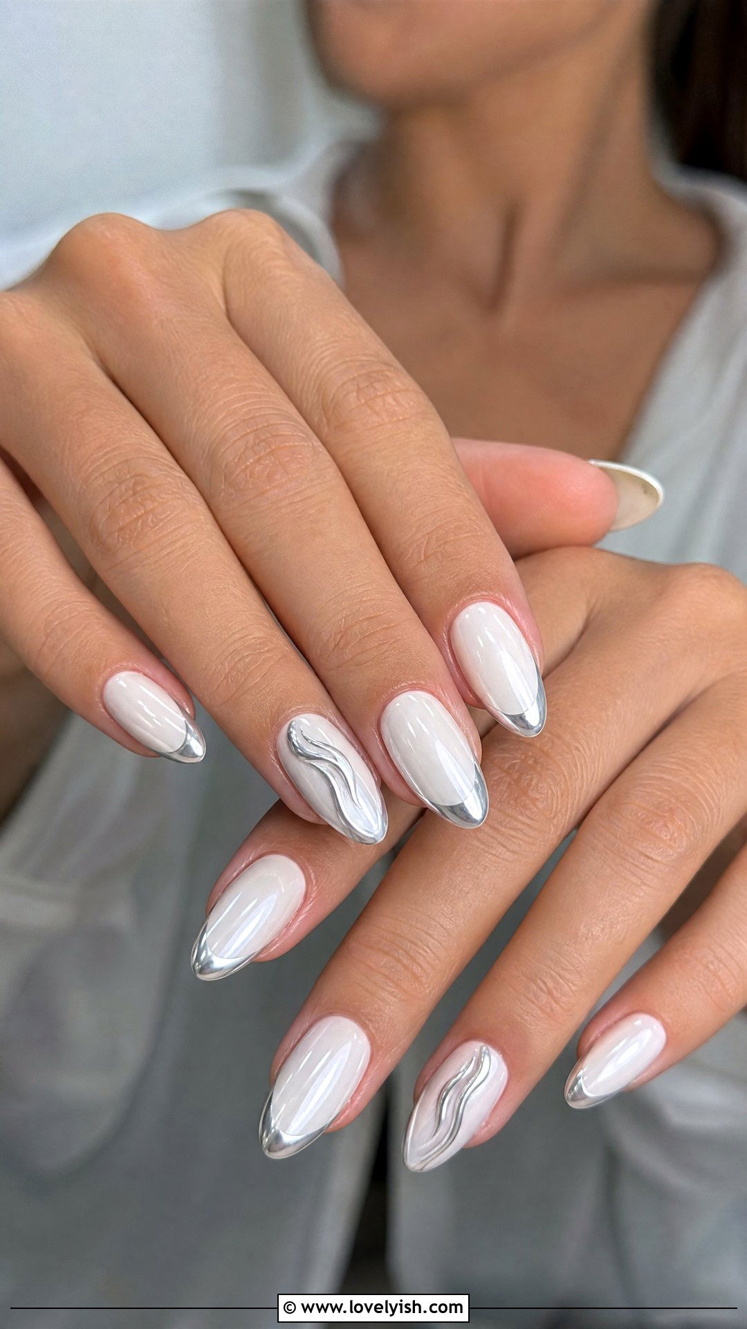 White and Silver Chrome Nails - 50 silver chrome nails - 50 silver chrome nails