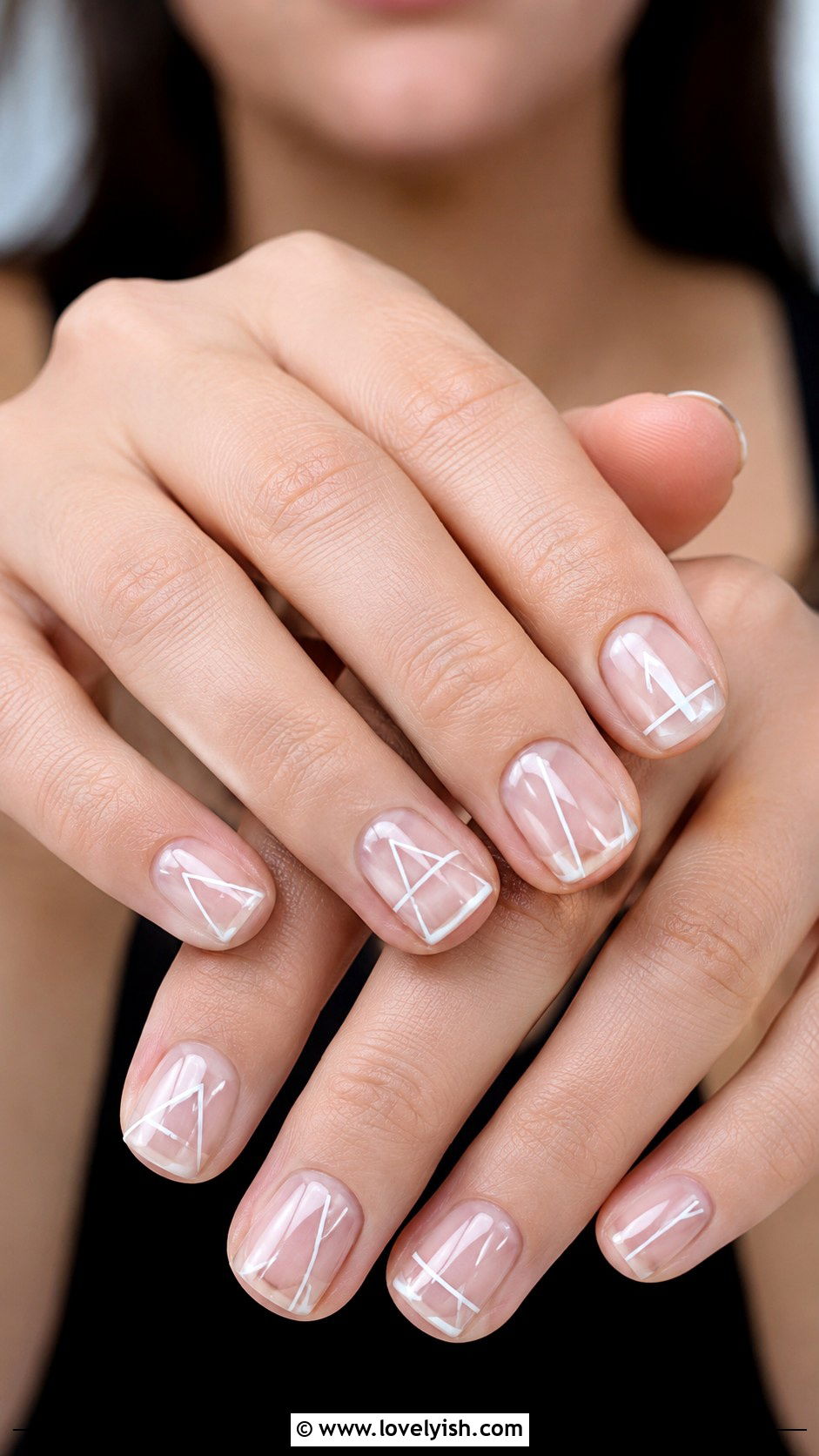 White on Clear Negative Space Nails - 50 geometric nails - 50 geometric nails