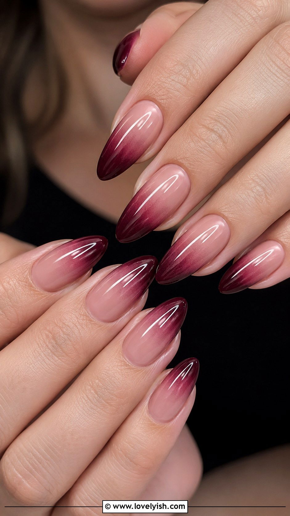 Wine Nail Ombre with Nude - 50 wine nails - 50 wine nails