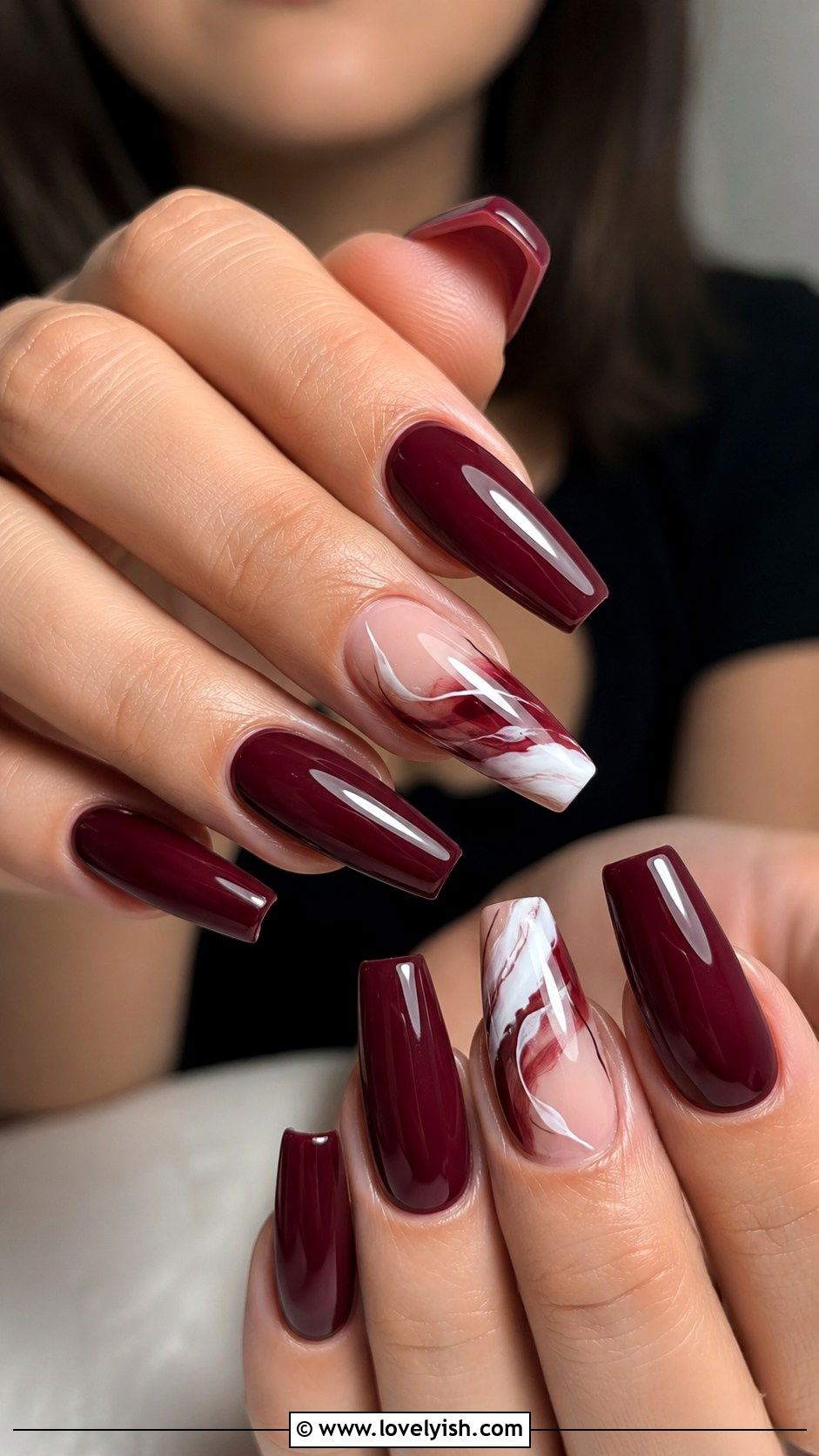Wine Nails with Abstract Art - 50 wine nails - 50 wine nails