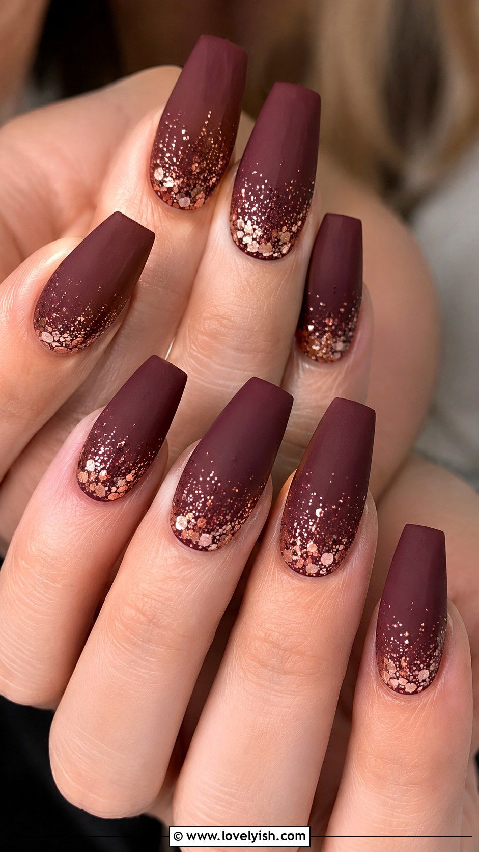 Wine Nails with Glitter Tips - 50 wine nails - 50 wine nails