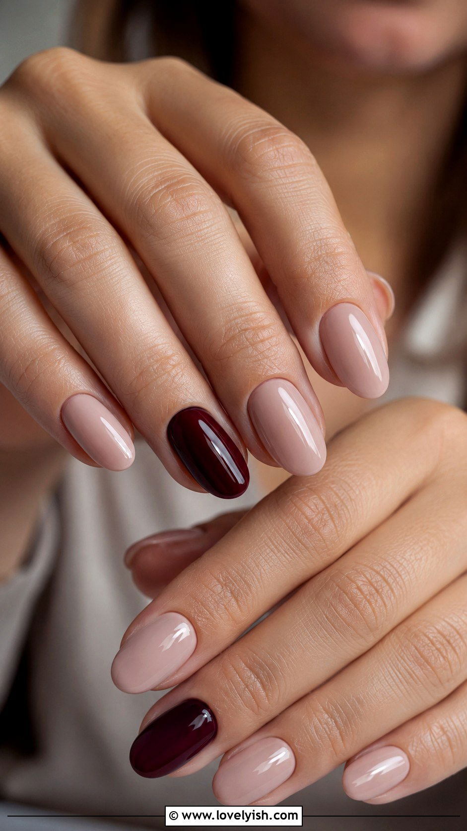 Wine Nails with Nude Base Accent - 50 wine nails - 50 wine nails