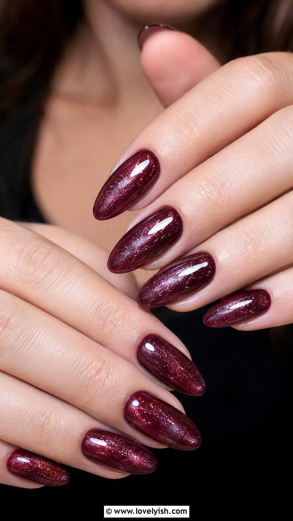 Wine Nails with Silver Shimmer - 50 wine nails - 50 wine nails