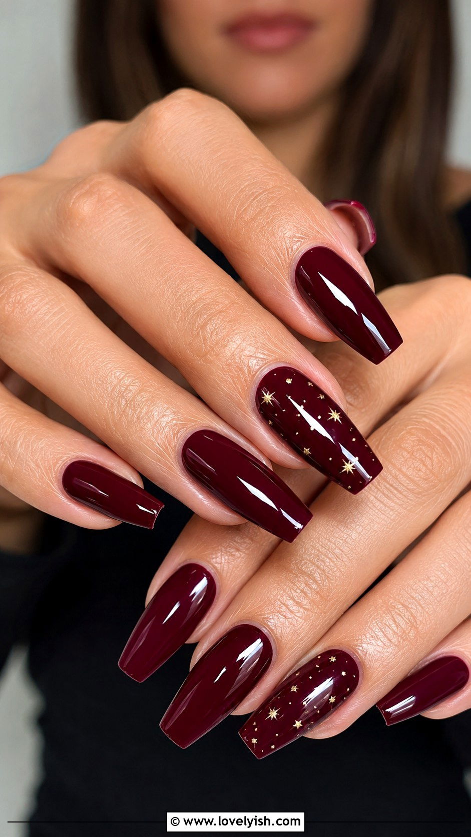 Wine Nails with Tiny Stars - 50 wine nails - 50 wine nails