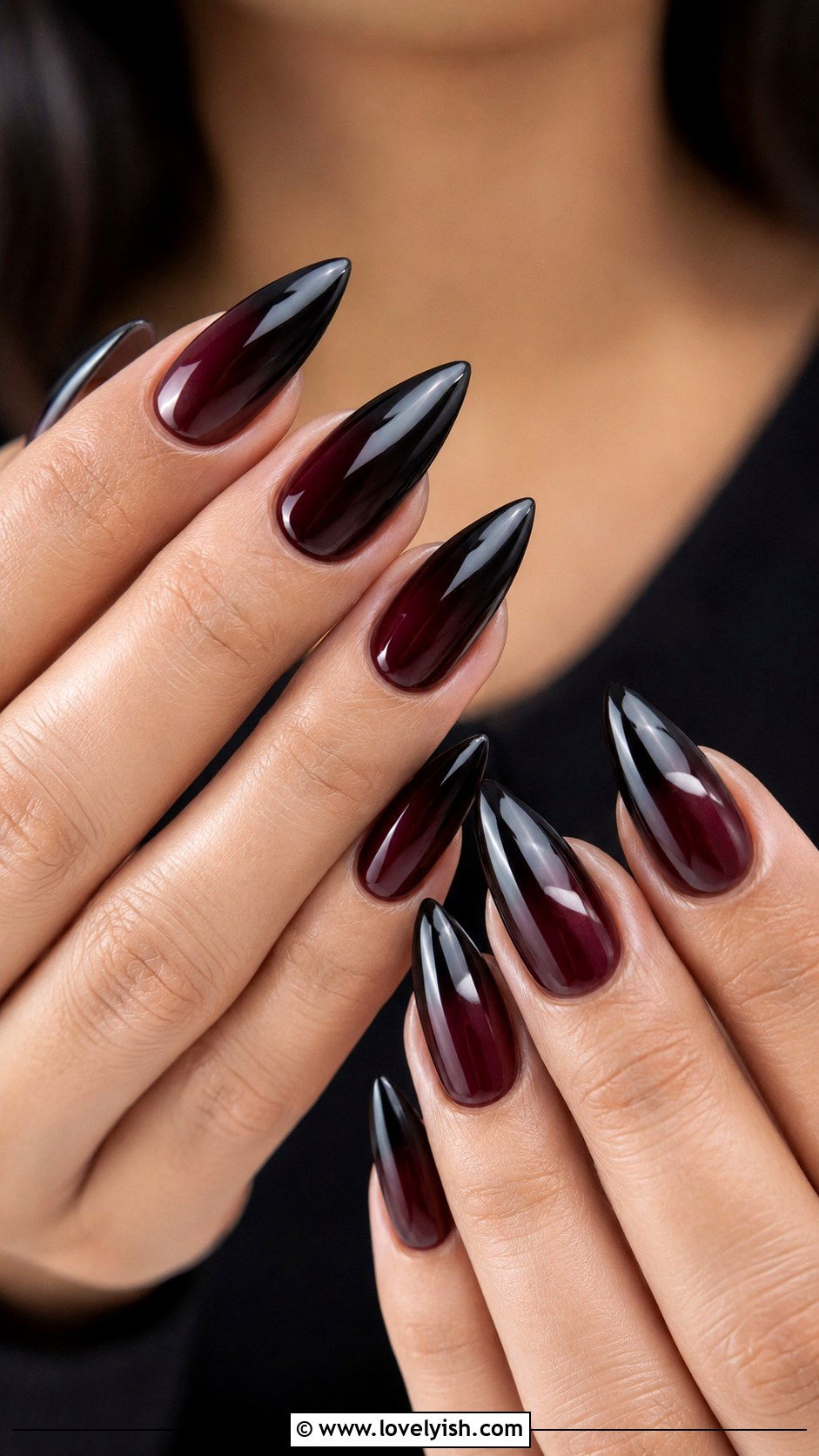 Wine Ombre with Burgundy and Black - 50 wine nails - 50 wine nails