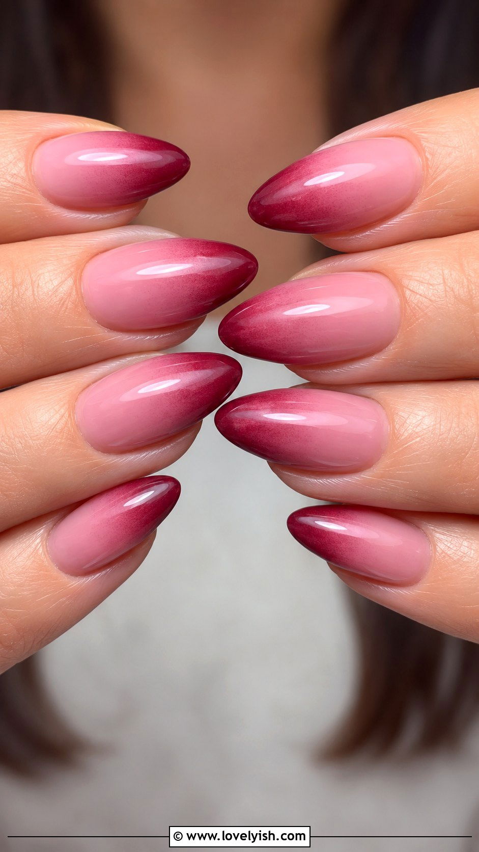 Wine Ombre with Pink - 50 wine nails - 50 wine nails