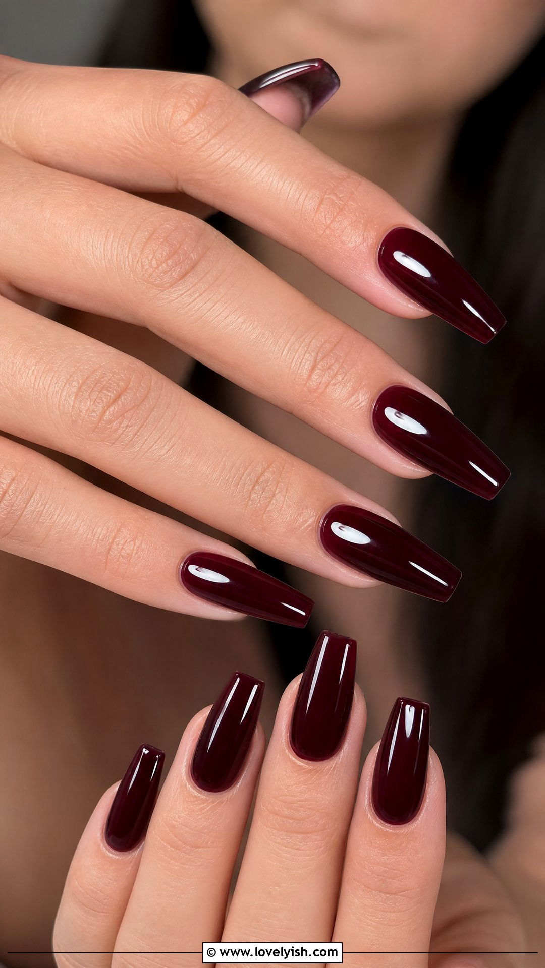 Wine Red Coffin Nails - 50 dark nail designs - 50 dark nail designs