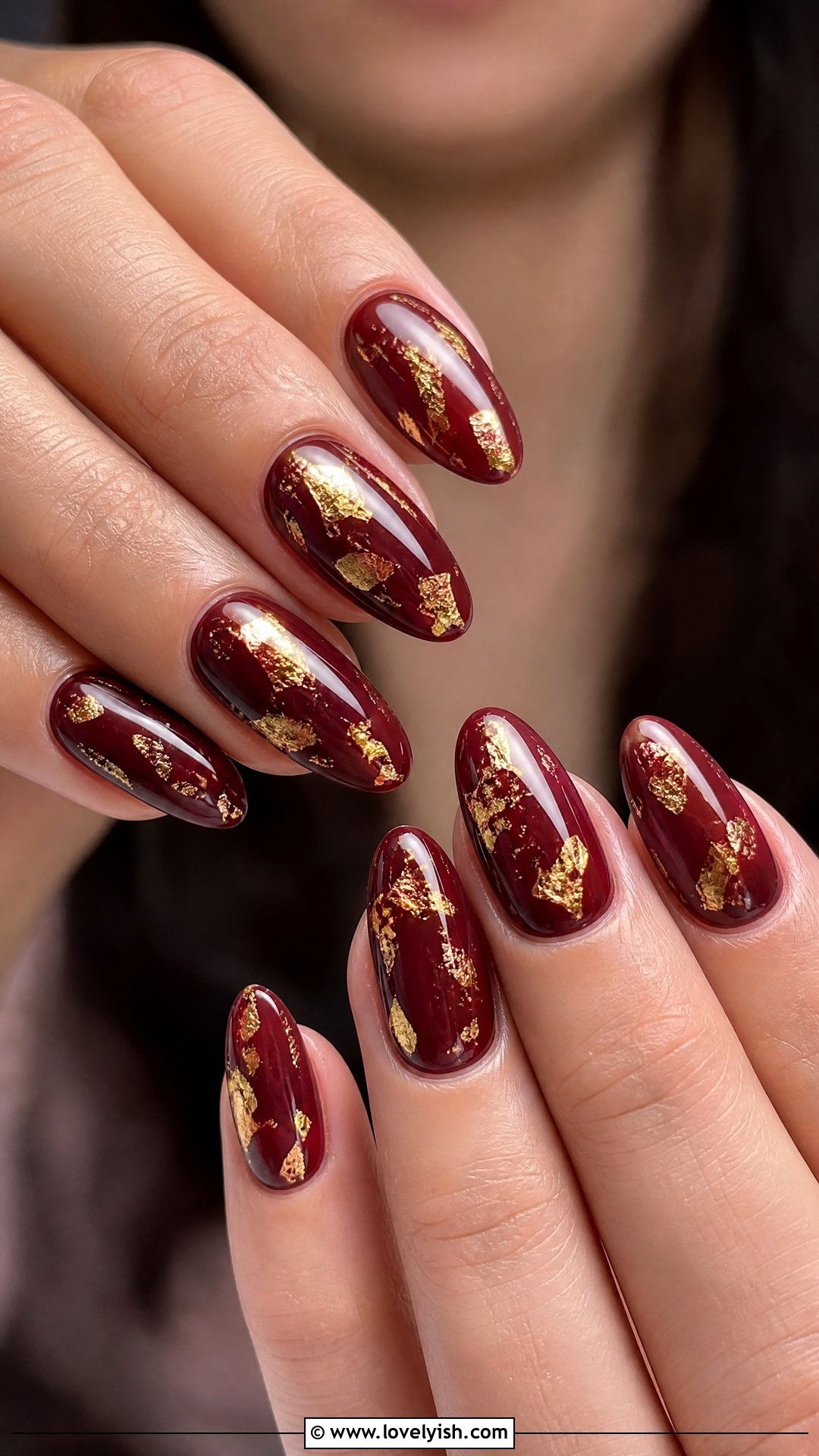 Wine Red Foil Nails - 50 dark red nails - 50 dark red nails