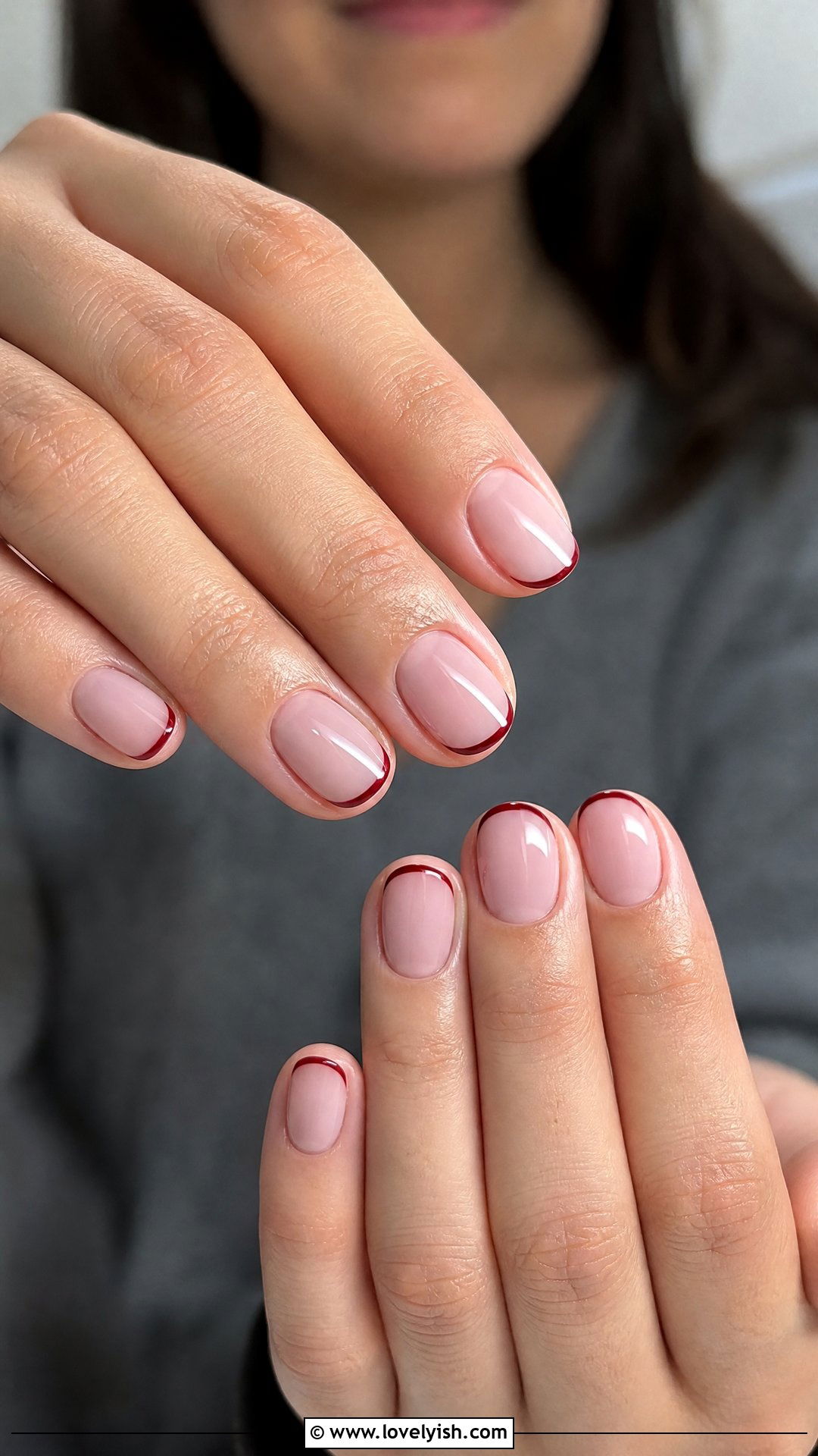 Wine Red Micro French Nails - 50 dark red nails - 50 dark red nails