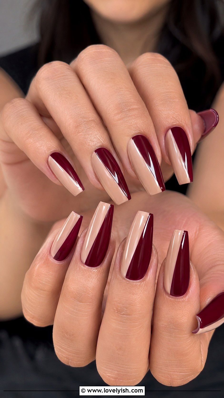 Wine and Nude Split Nails - 50 wine nails - 50 wine nails