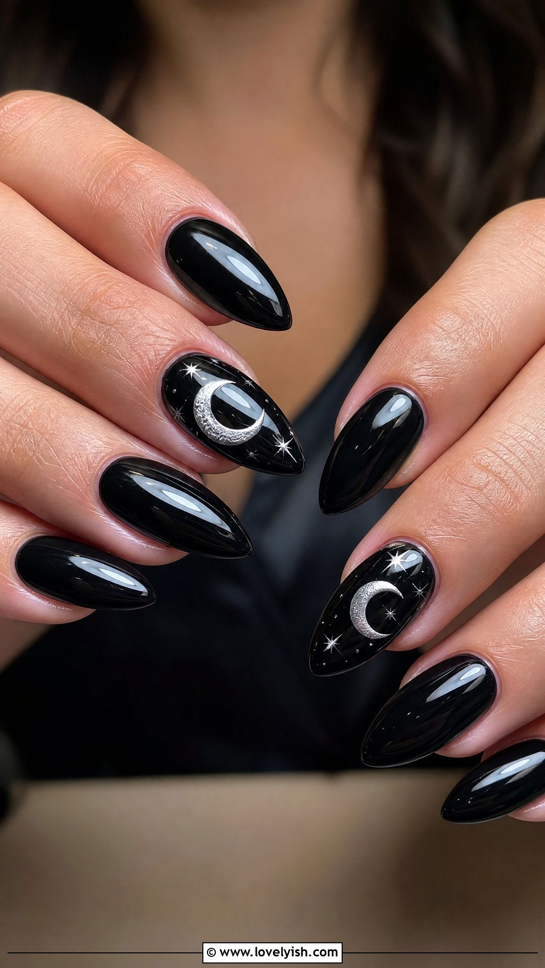 Witchy Crescent Moon Nails - 50 edgy nails - 50 edgy nails
