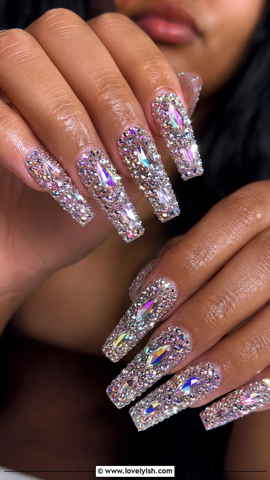 Y2K Bedazzled Rhinestone Nails - 50 tumblr nail designs - 50 tumblr nail designs