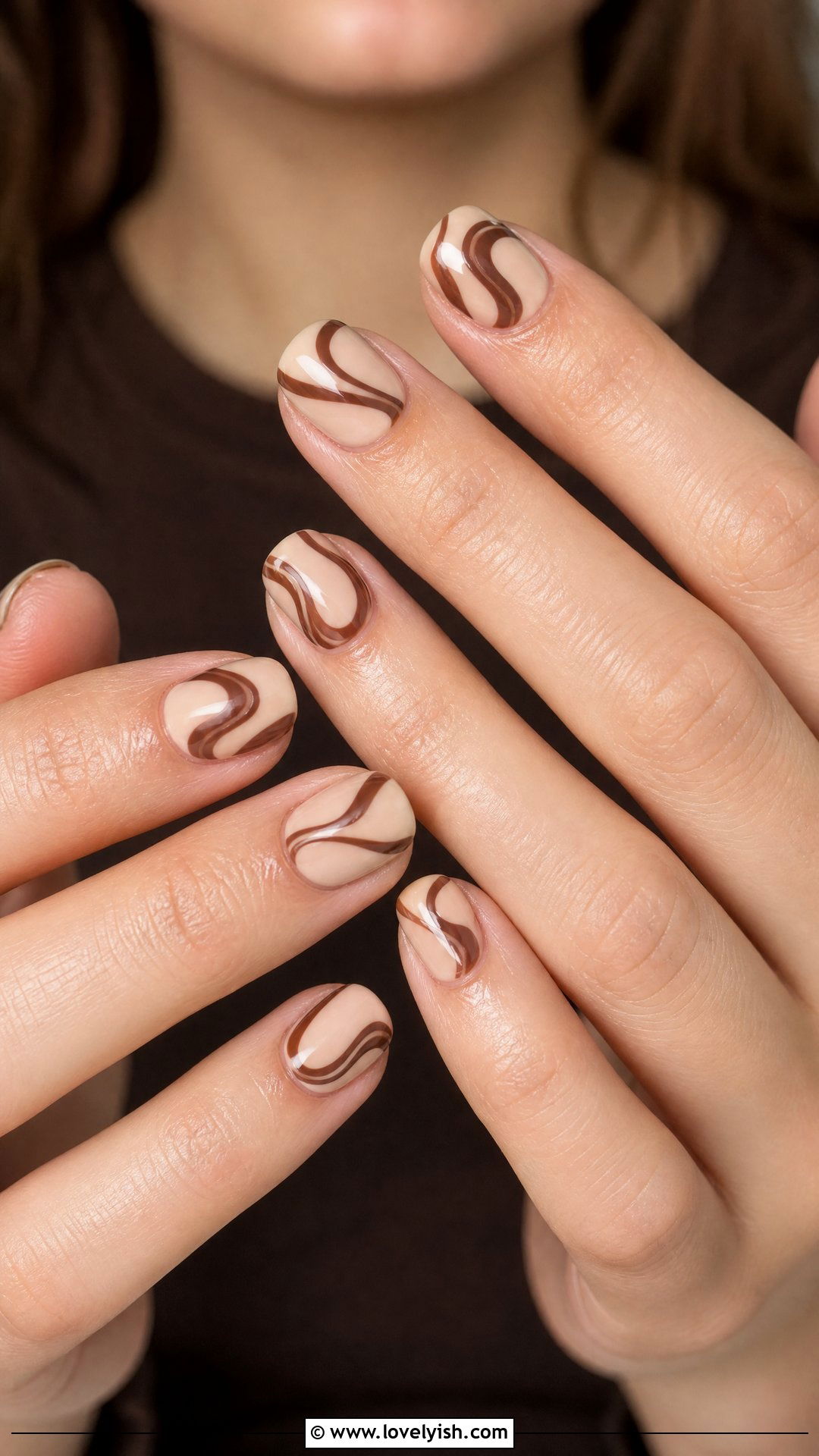 Y2K Brown Swirl Nails - 47 nail inspiration - 47 nail inspiration