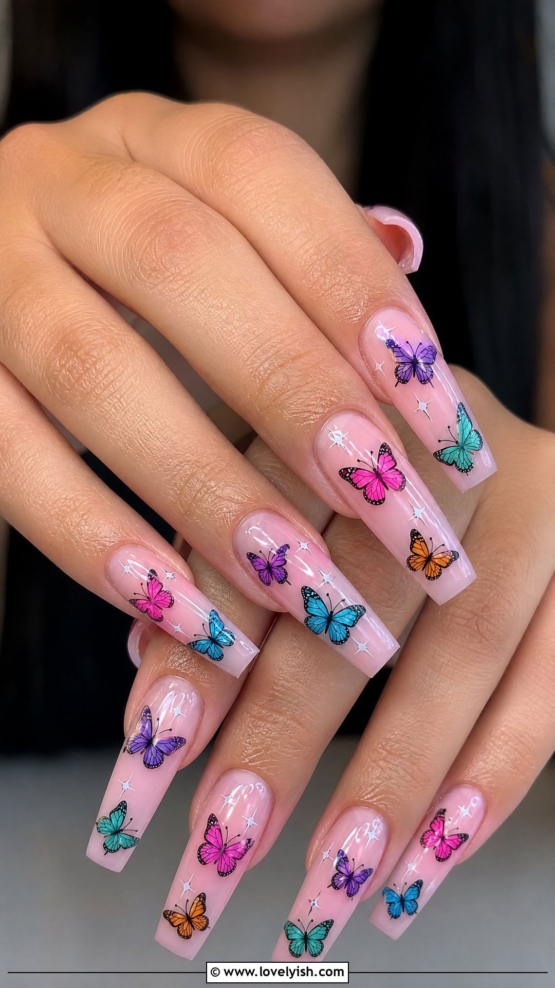 Y2K Butterfly Coffin Nails - 50 coffin nails - 50 coffin nails