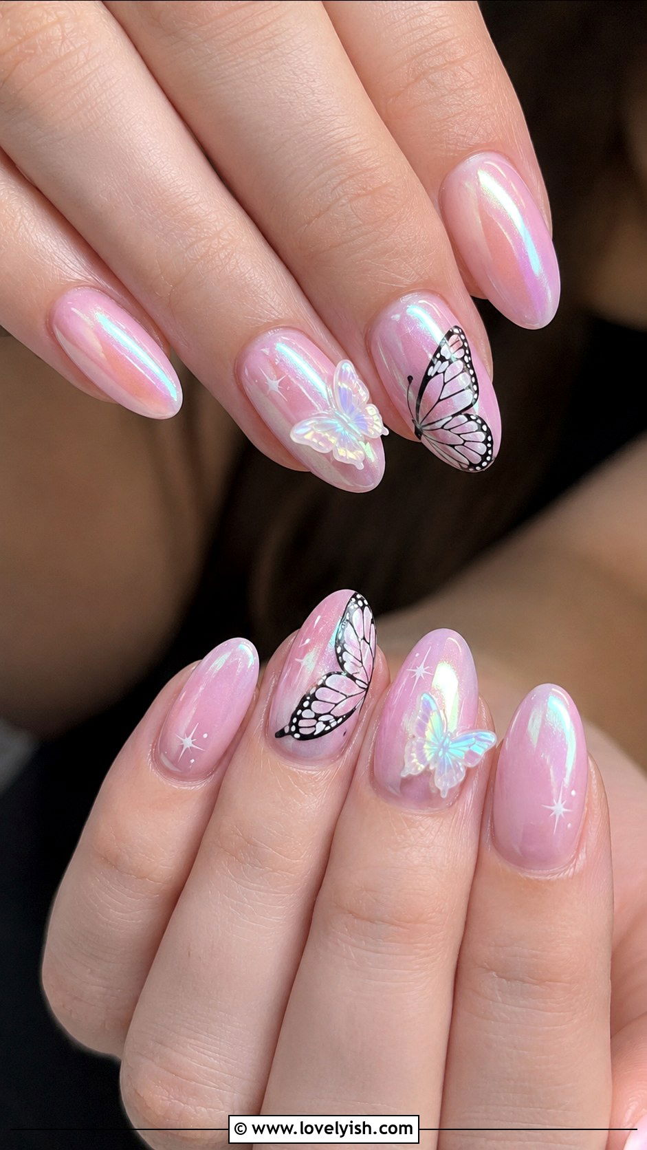 Y2K Butterfly Nails with Pastel Base - 25 y2k nail designs - 25 y2k nail designs