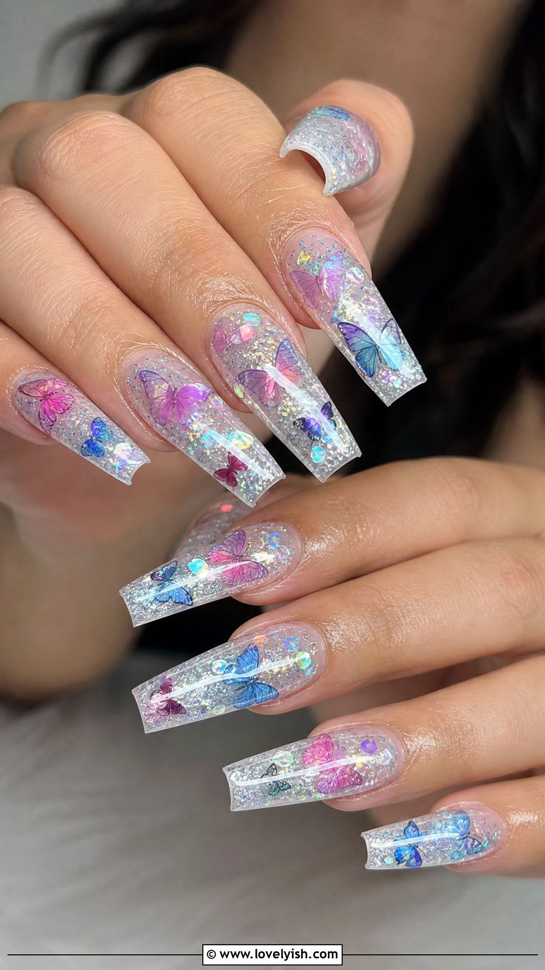 Y2K Glitter Butterfly Nails - 25 butterfly nail design ideas - 25 butterfly nail design ideas