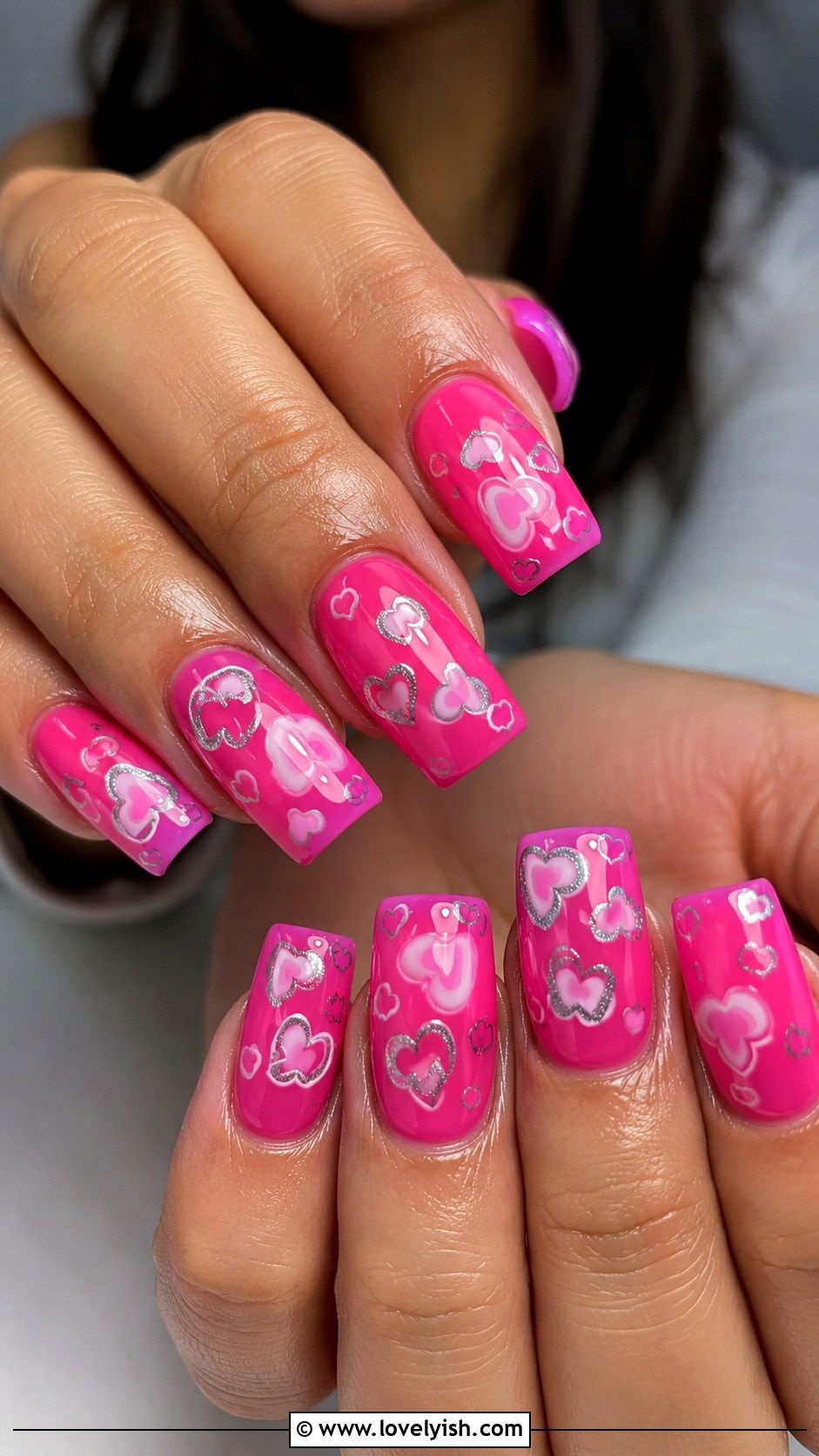 Y2K Pink Heart Nails - 25 heart nail designs - 25 heart nail designs