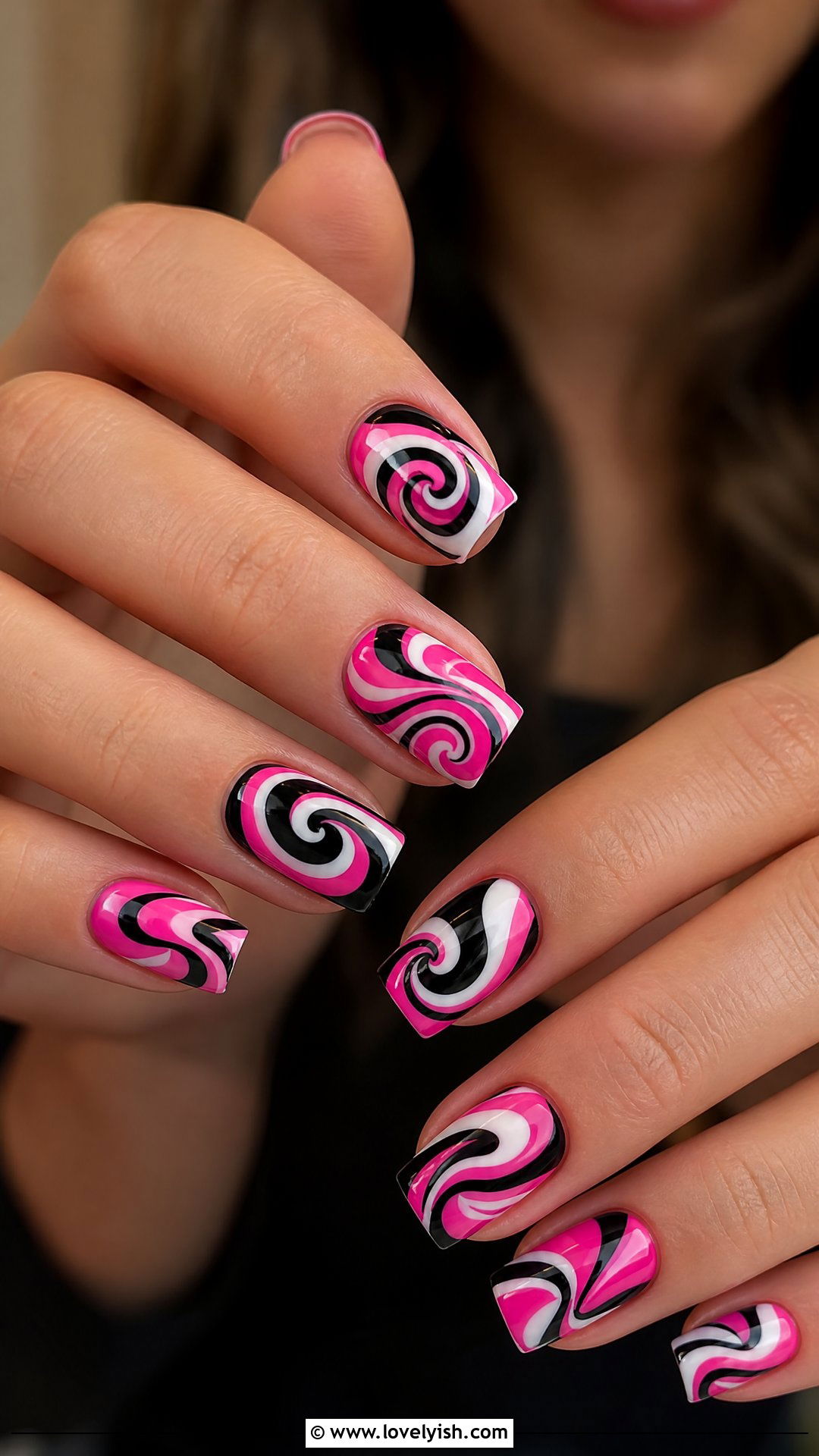 Y2K Swirls and Abstract Pattern Nails - 25 y2k nail designs - 25 y2k nail designs