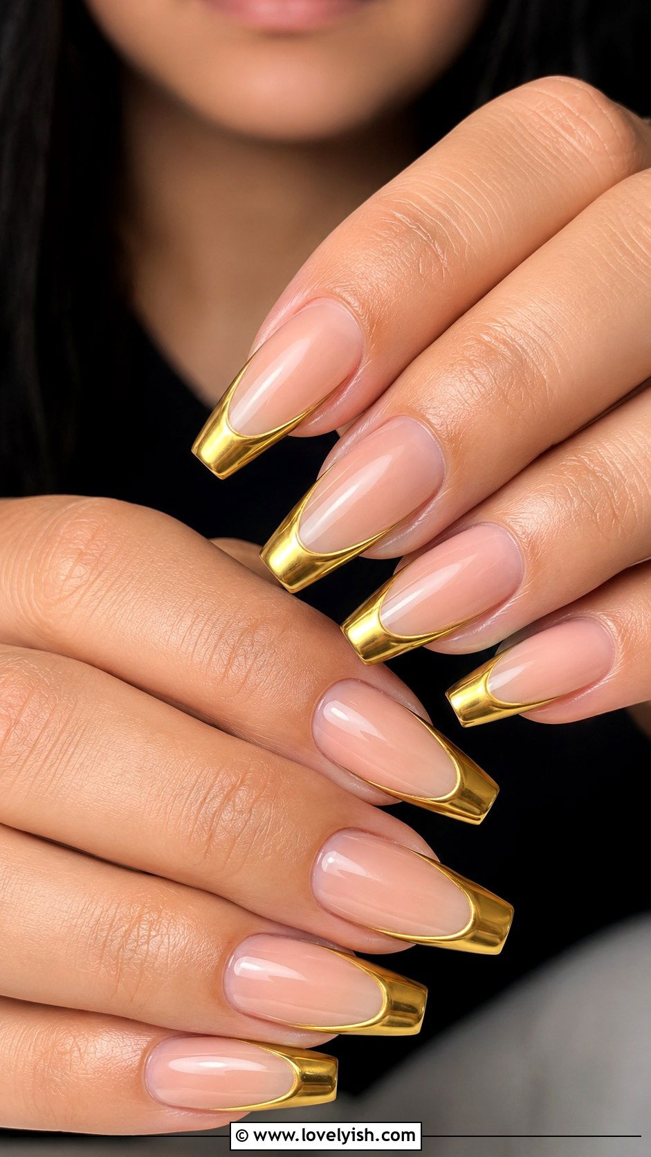 Yellow Chrome French Tip Nails - 50 yellow nails - 50 yellow nails
