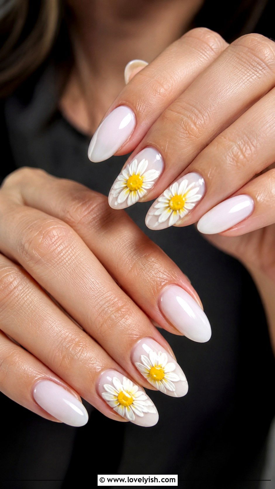 Yellow Daisy Accent Nails - 38 may nail ideas - 38 may nail ideas