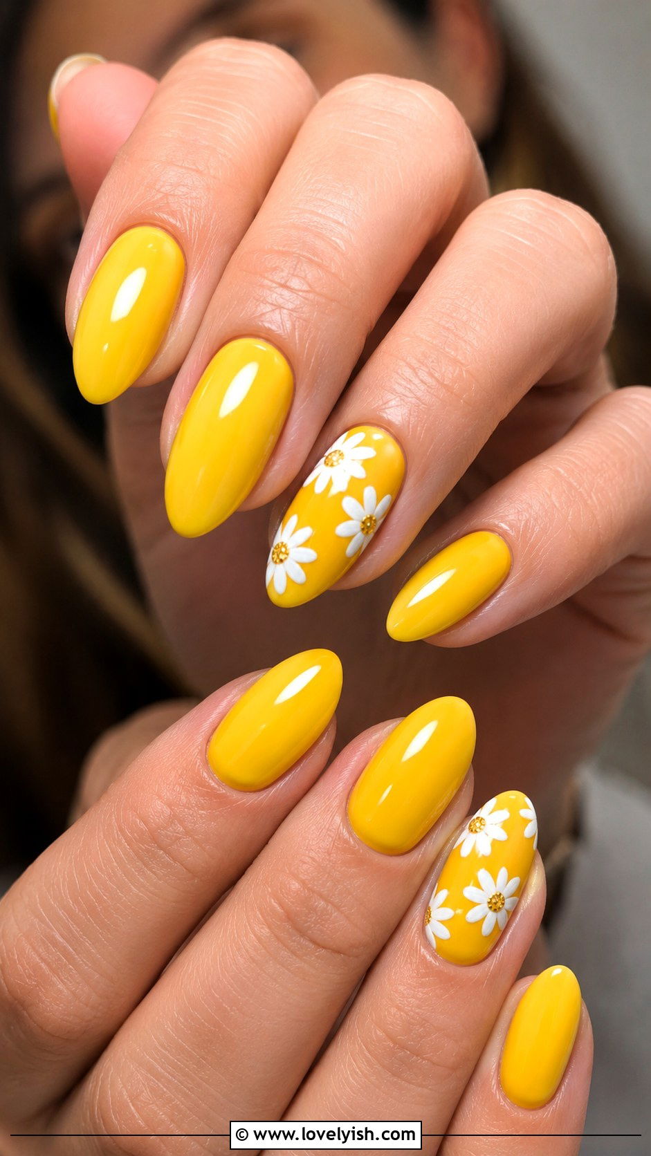 Yellow Floral Nails - 50 yellow nails - 50 yellow nails