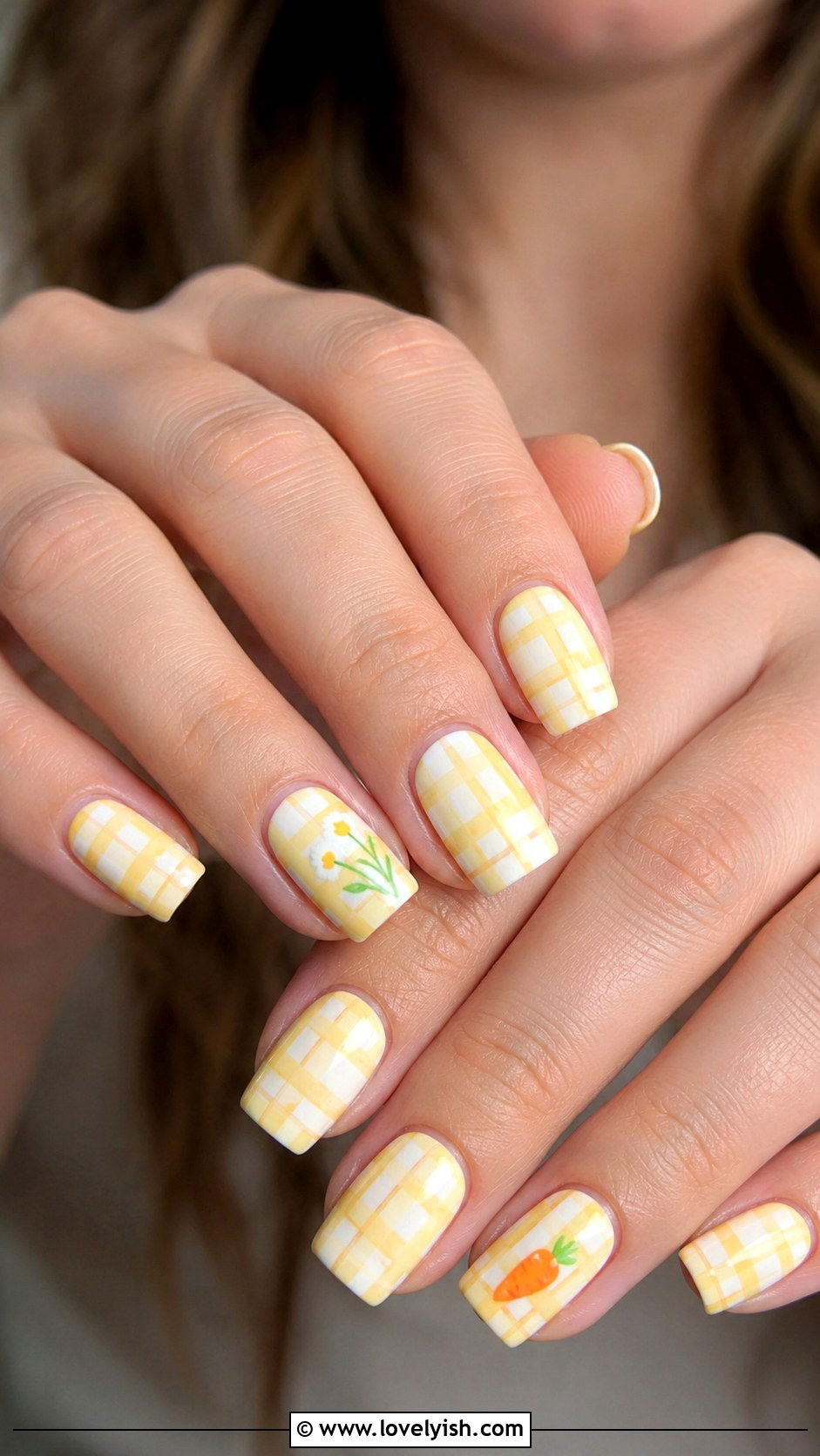 Yellow Gingham Easter Nails - 38 easter nail art ideas - 38 easter nail art ideas