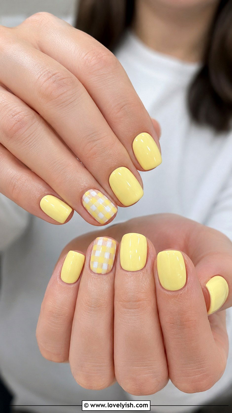 Yellow Gingham Nails - 25 easter nails design ideas - 25 easter nails design ideas