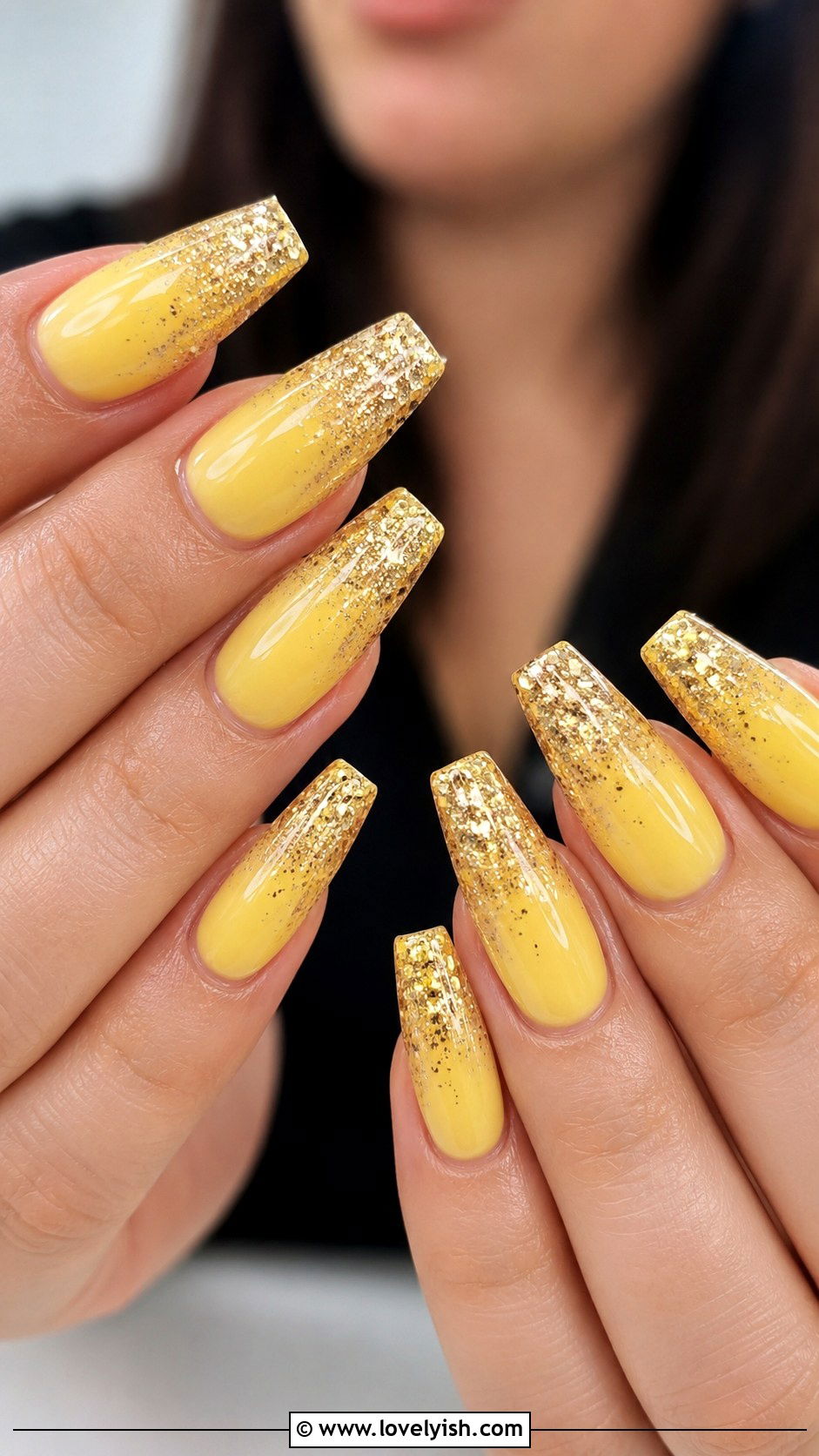 Yellow Glitter Nails - 50 yellow nails - 50 yellow nails