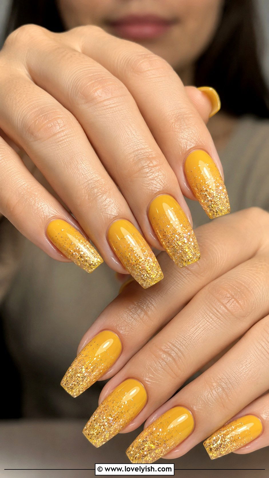 Yellow Glitter Nails - 25 yellow nails design ideas - 25 yellow nails design ideas