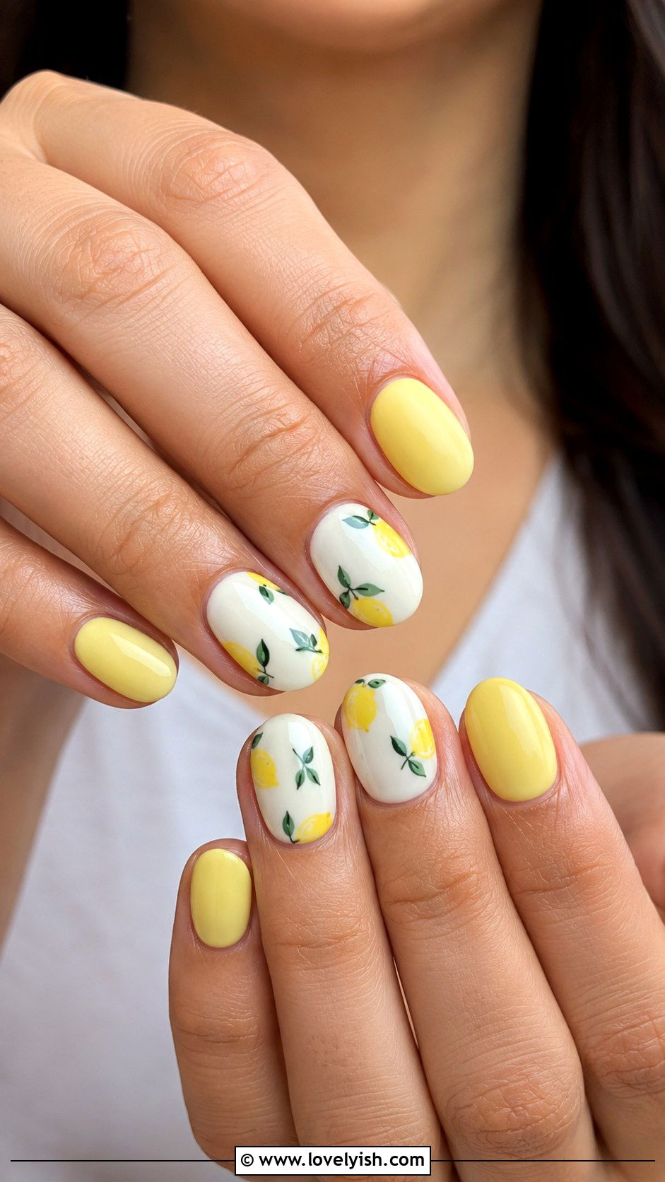 Yellow Lemon Print Nails - 50 preppy nails - 50 preppy nails
