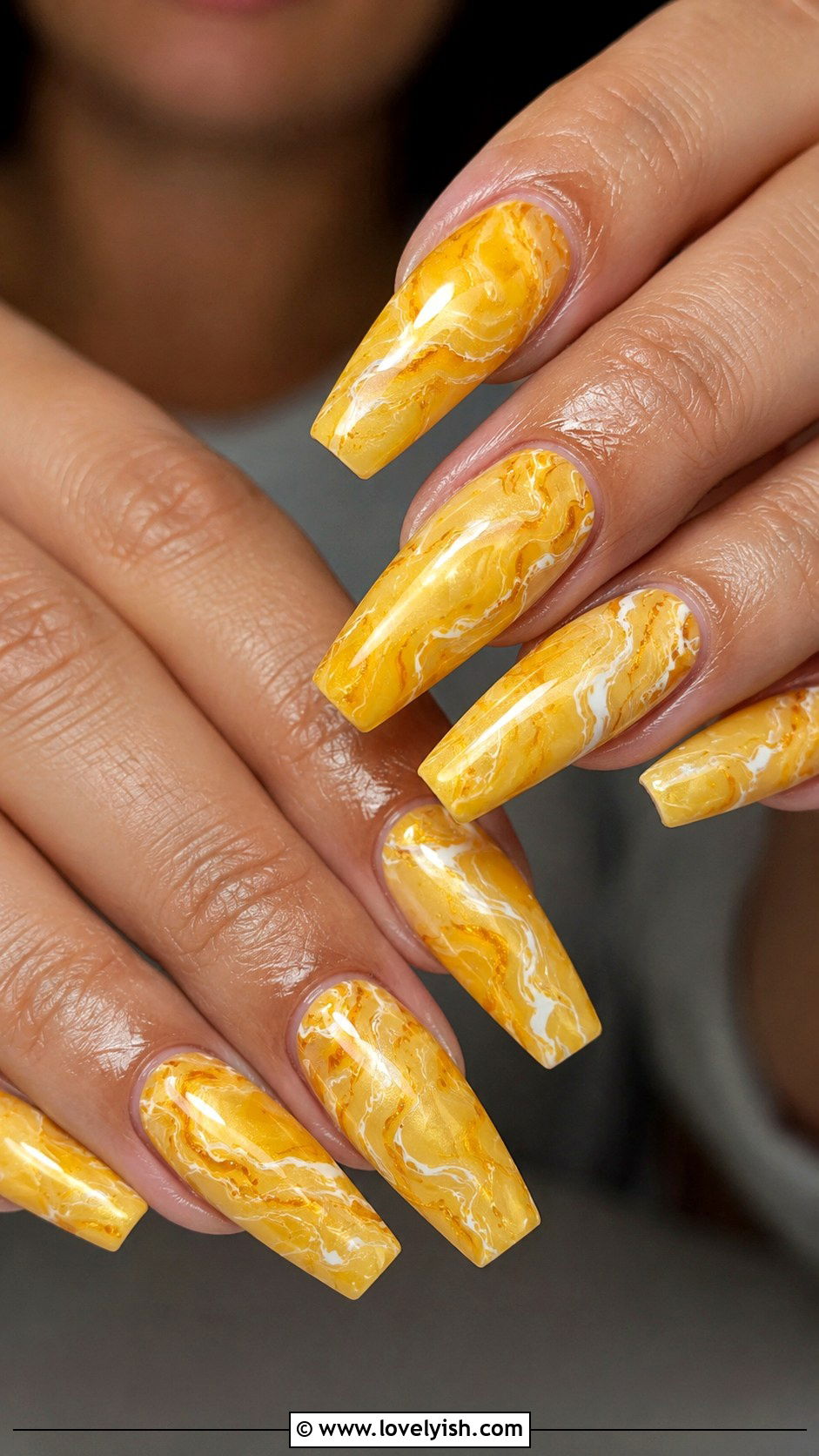 Yellow Marble Nails - 50 yellow nails - 50 yellow nails