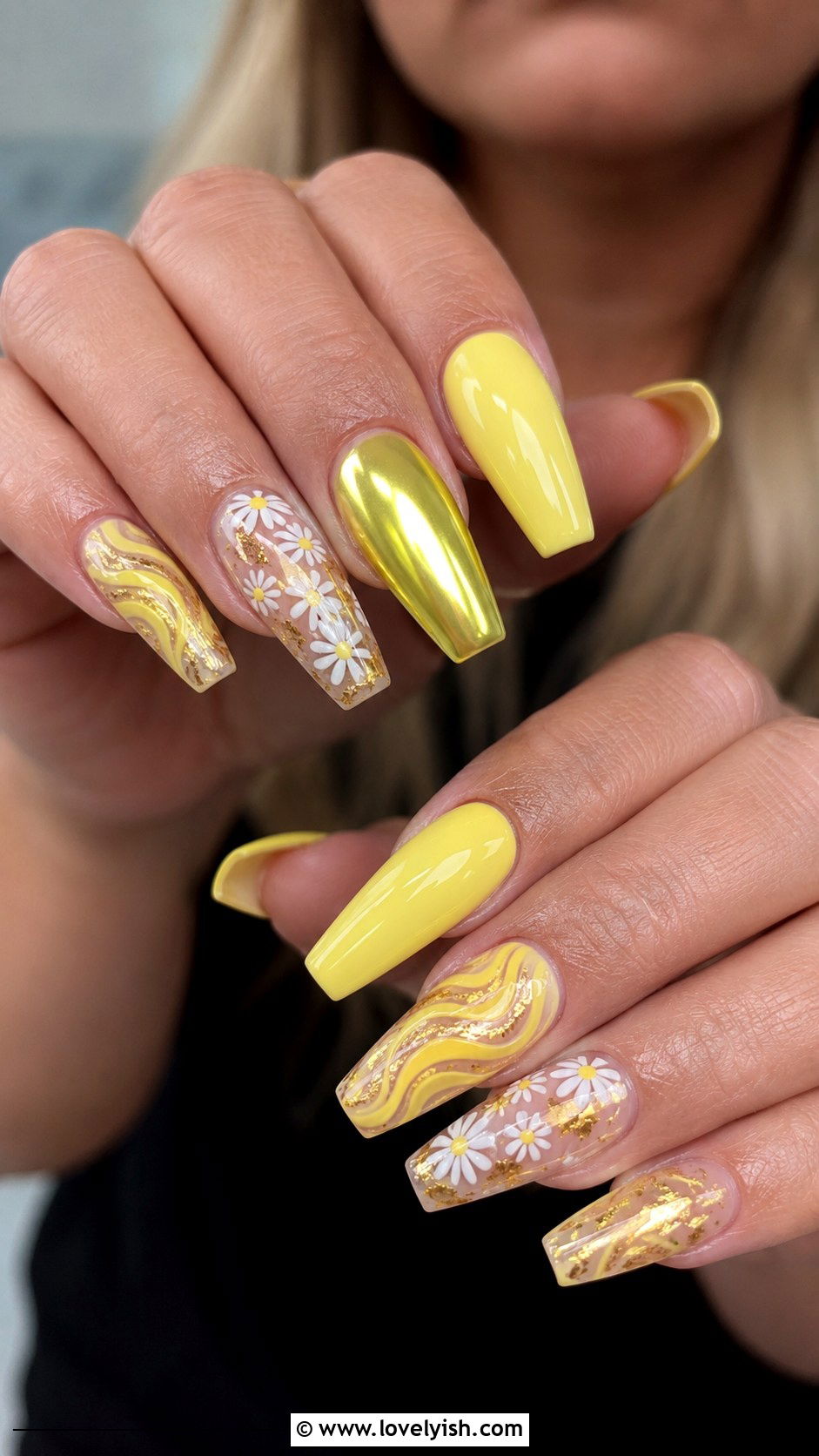 Yellow Nail Set with Mixed Designs - 25 yellow nails design ideas - 25 yellow nails design ideas