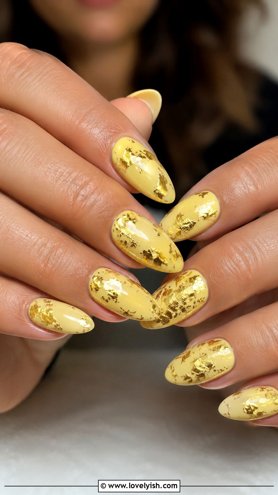 Yellow Nails with Gold Foil - 50 yellow nails - 50 yellow nails